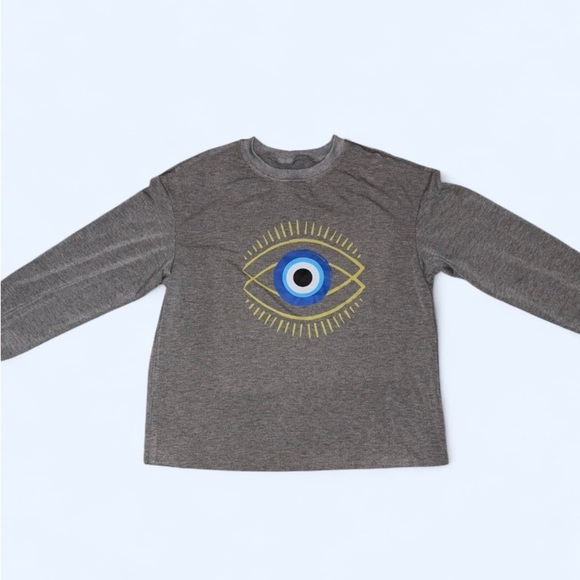 Women’s NEW Dark Gray Graphic Crew Neck Sweatshirt Size L - Picture 4 of 7